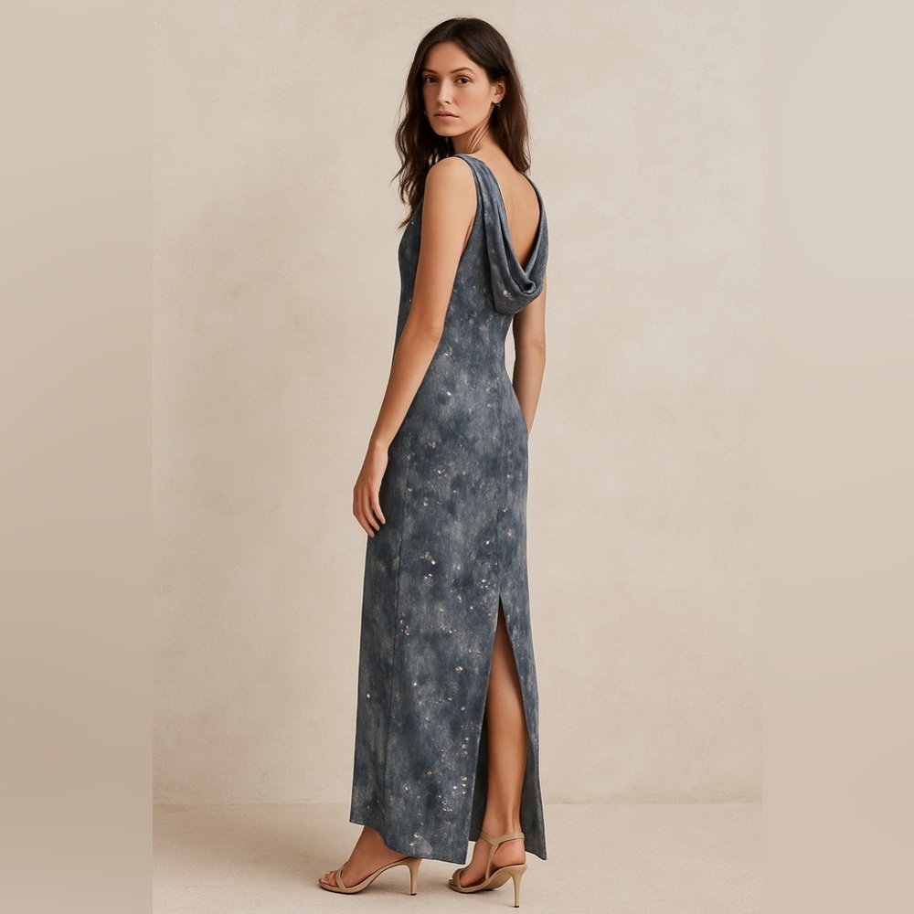 BASIX II Vintage Silk Sequin Maxi Dress | Size 8